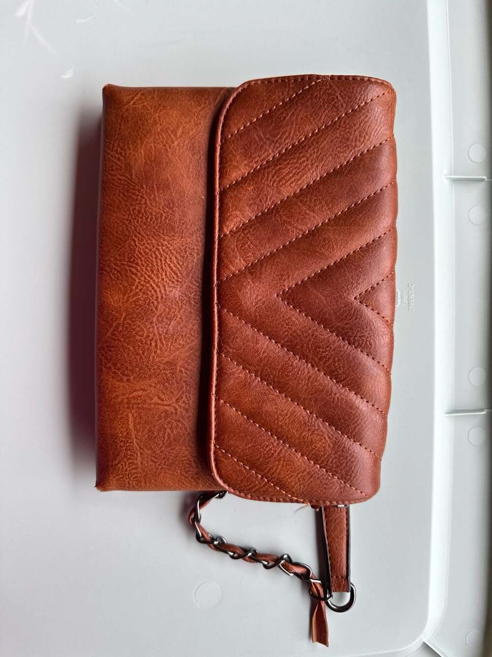 Sam & Hadley Brown Faux Leather Quilted Flap Crossbody Bag